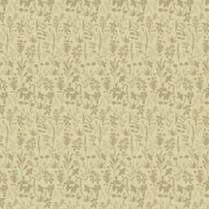 Herbology- Herbs of the World- Monochrome Eggshell Linen Texture- Ditsy Scale