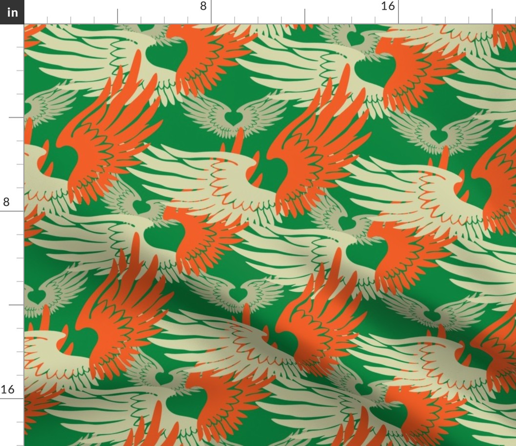 Heartwings II: Green, Orange, Beige