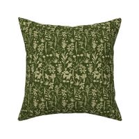 Herbology- Herbs of the World- Eggshell on Lime Green Linen Texture- Ditsy Scale
