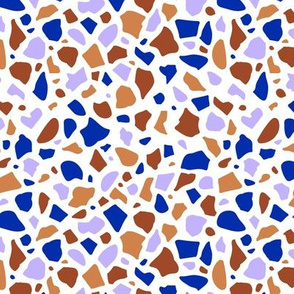 Minimal terrazzo texture abstract scandinavian trend classic basic spots design spring summer bright lilac purple copper stone red eclectic blue on white 