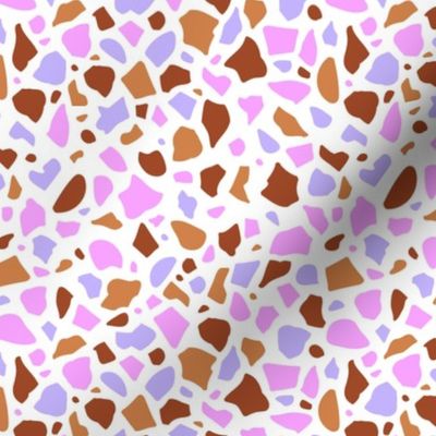 Minimal terrazzo texture abstract scandinavian trend classic basic spots design spring summer bright pink lilac purple stone copper red on white girls