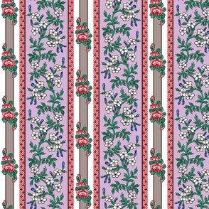 1790-1800 floral stripes in lilac