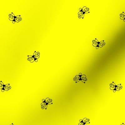 Minimalist neon buzzing bees sweet kids insects pollination design bright neon lemon yellow black