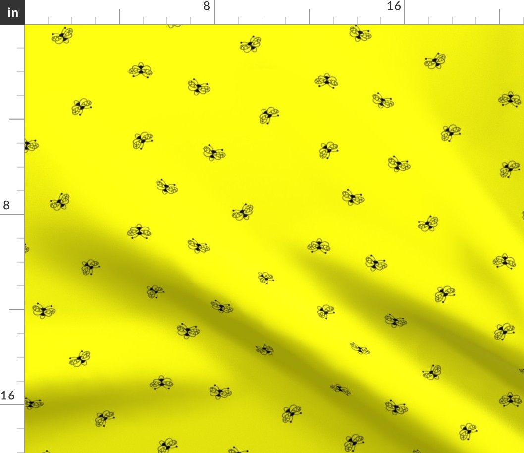 Minimalist neon buzzing bees sweet kids insects pollination design bright neon lemon yellow black