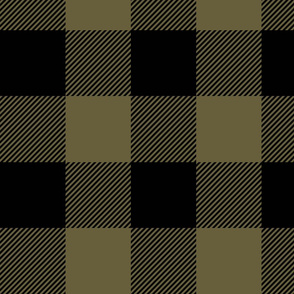 Black Plaid Pattern on Green - 4'' Autumn colors