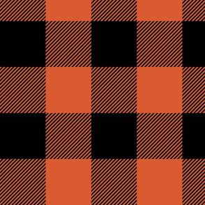 Black Plaid Pattern on Orange - 4'' Autumn colors