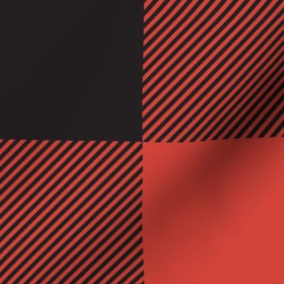 Black Plaid Pattern on Red - 4'' Autumn colors