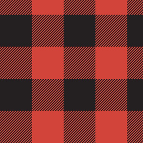 Black Plaid Pattern on Red - 4'' Autumn colors