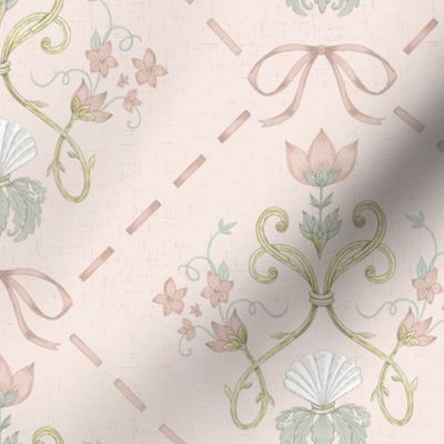 Rococo bows & shells pale pink