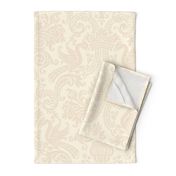 Orkney Damask ~ Faux Flocked Cosmic Latte ~ Jumbo