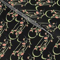 Art Deco Stylized Floral in black/pink