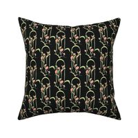 Art Deco Stylized Floral in black/pink