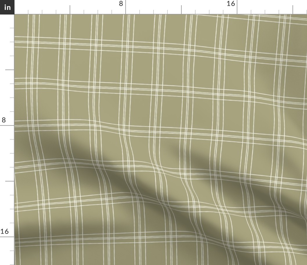 Lined Linens - Quad Plaid-Ivory, Olive (Healing Herbs)