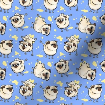 Peeing Pugs - blue