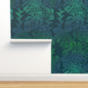 textile-monstera wallpaper master greens2