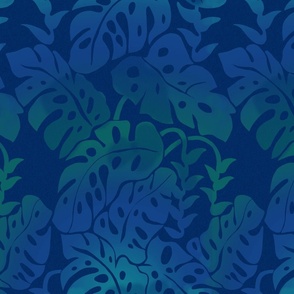 medium Moody Jungle monstera- blue green