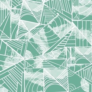 Colorful Lines and Shapes - Green, Jade, White