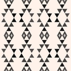 Art Deco Aztec Triangles - Black, Ivory and White