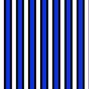 Black, White and Bright Stripes (#8) - Narrow Black Ribbons with Bright Summer Blue and White