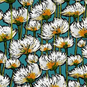 Cotton Grass Field | Small | Teal + Orange