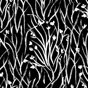 Wildgrasses Black and White in Reverse Large Scale