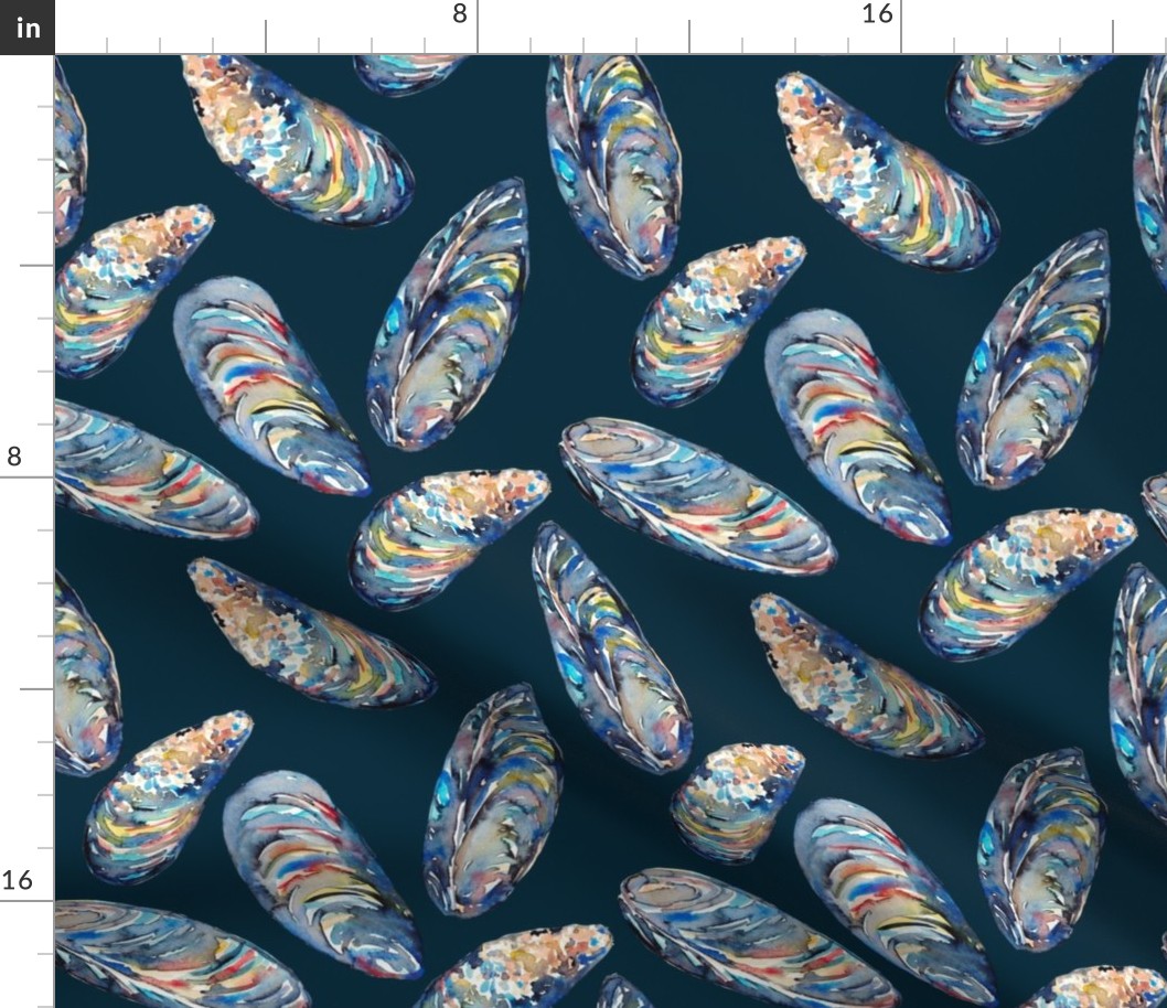 Mussels fabric navy