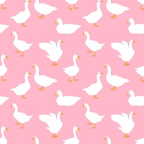 Geese on Cotton Candy Pink