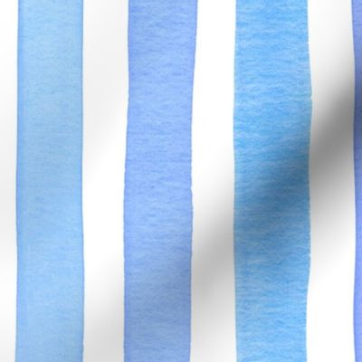 Watercolor soft Blue seamless vertical stripes, wavy stripes, pastel M