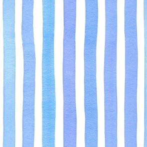 Watercolor soft Blue seamless vertical stripes, wavy stripes, pastel M