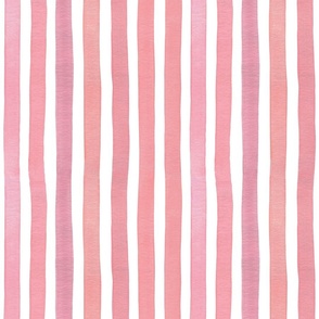 Coral stripes, coral color wavy stripes, watercolor red stripes wallpaper, hand drwan