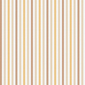 Narrow Tricolor French Ticking Stripe in Oranges
