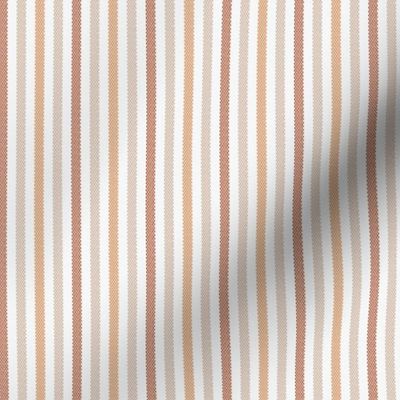 Narrow Tricolor French Ticking Stripe in Browns