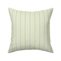 Narrow Tricolor French Ticking Stripe in Celery Greens