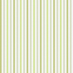 Narrow Tricolor French Ticking Stripe in Celery Greens