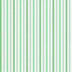 Narrow Tricolor French Ticking Stripe in Greens