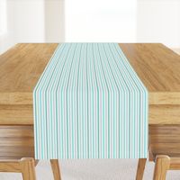 Narrow Tricolor French Ticking Stripe in Turquoise Blues