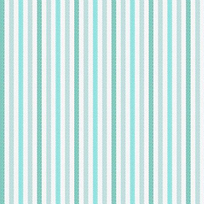 Narrow Tricolor French Ticking Stripe in Turquoise Blues