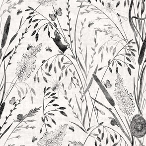 Wild Grasses and its Habitants Black and White Large