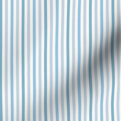 Narrow Tricolor French Ticking Stripe in Blues