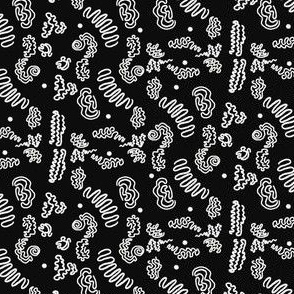 Squiggles & Dots - White on Black