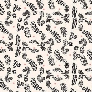 Squiggles & Dots - Black with Pink