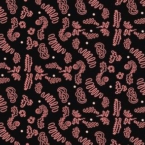 Squiggles & Dots - Pink on Black
