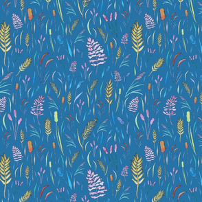 wild grasses blue background