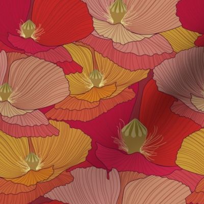 Poppy Flowers // Large Scale// Wild Flowers // Red Poppy // Orange Poppy // Pink Poppy // Summer Time // Cotton Bright Flowers