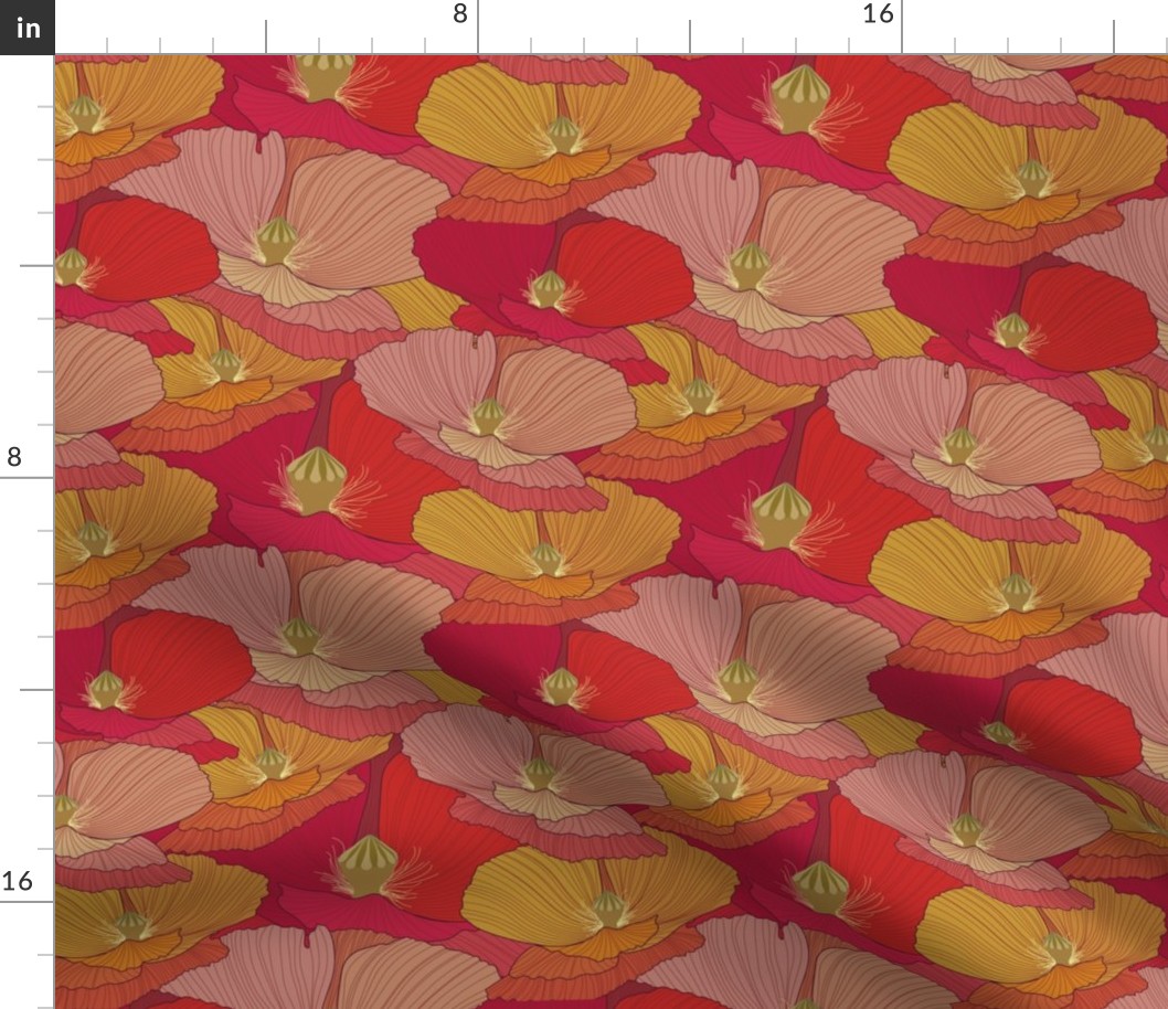 Poppy Flowers // Large Scale// Wild Flowers // Red Poppy // Orange Poppy // Pink Poppy // Summer Time // Cotton Bright Flowers