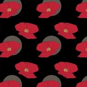 Red Pop //Normal Scale // Black Background // Red Poppy Lines // Wild Flowers 