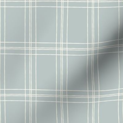 Lined Linens - Quad Plaid - Ivory, Blue (Bees and Lemons)