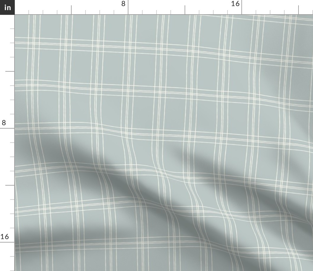 Lined Linens - Quad Plaid - Ivory, Blue (Bees and Lemons)