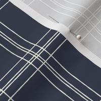 Lined Linens - Quad Plaid - Ivory, Navy (Bees and Lemons)