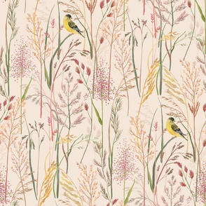 GRASSES AND GOLDFINCH
